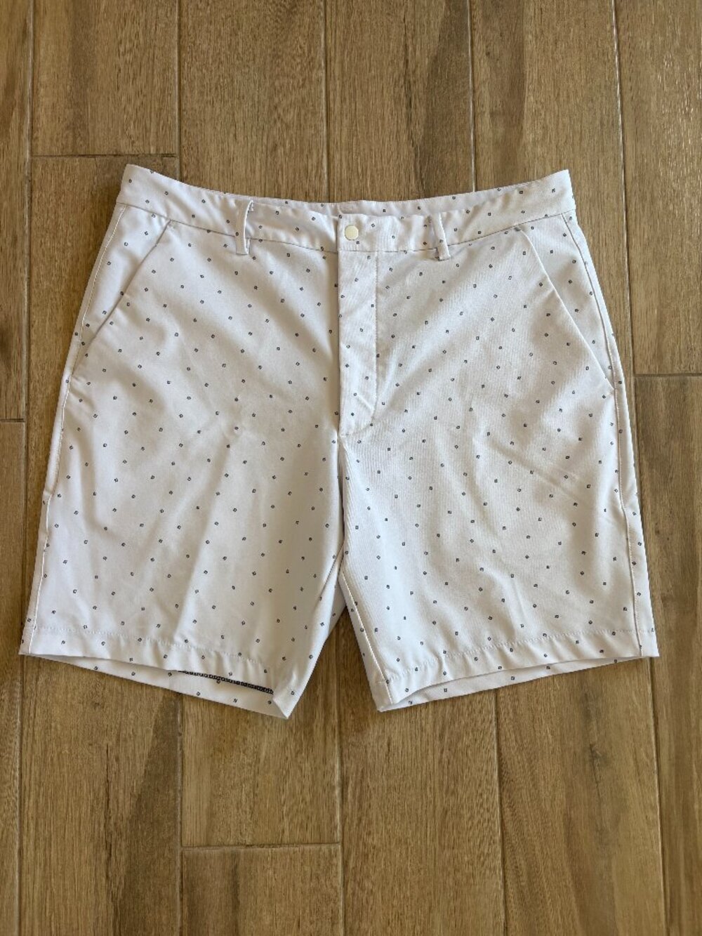 FootJoy Golf Shorts Men's 36 White Micro FJ Logo AOP Summer Preppy Performance